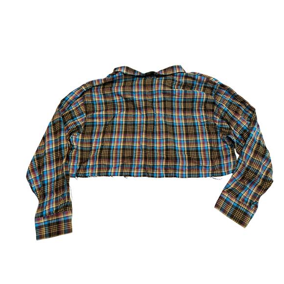 Savage X Fenty Tied Up Tartan Cropped Raw Hem Open Back Pajama Set 1X Plaid NWT - Picture 8 of 10